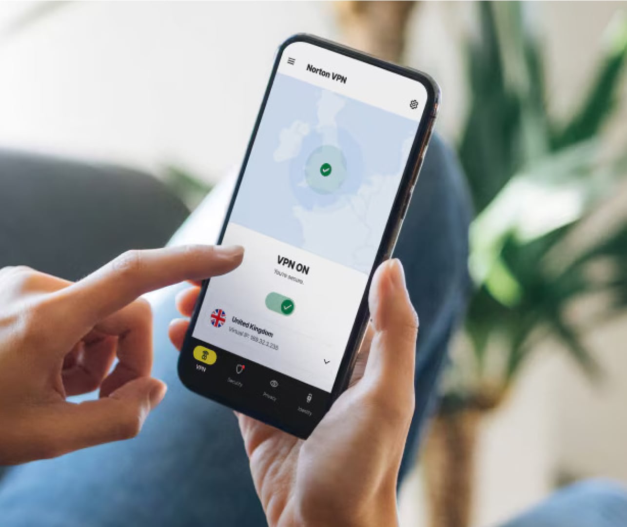 Alert Norton Secure VPN na ekranie.